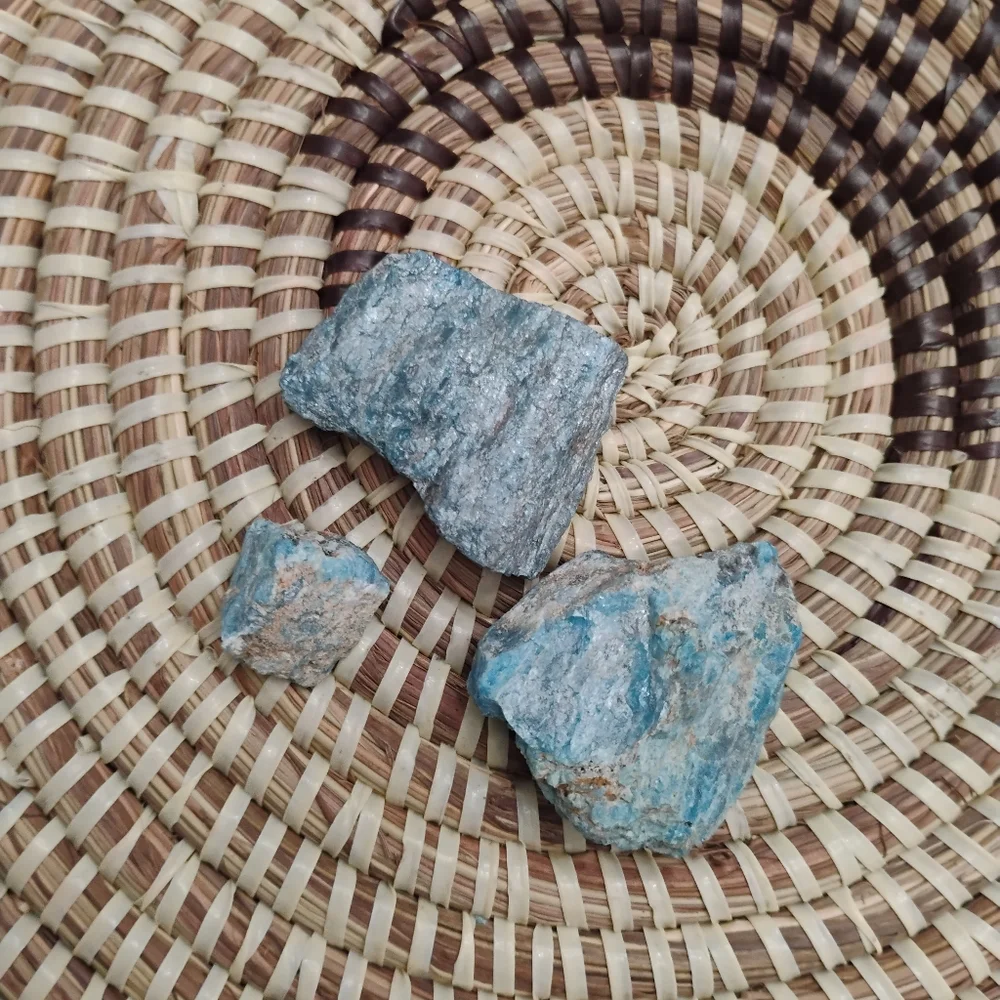 Natural Blue Apatite Stone Trio - Raw NEW